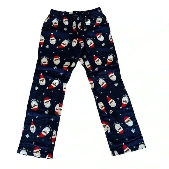 Old Navy Navy Flannel Santa Pajama Drawstring Closure Straight Leg SZ S #2184 - Picture 1 of 11